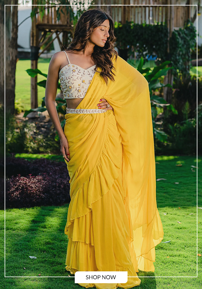 Hand embroidered saree for day 1 of navratri