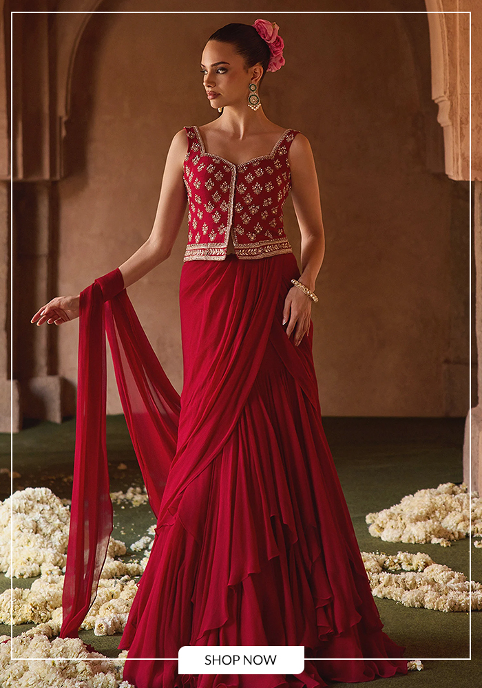 Jacket and saree set for Karwa Chauth