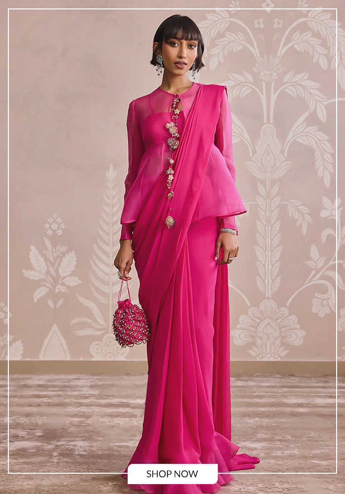 Peplum jacket and saree set for Astami night