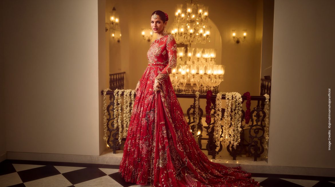 Printed anarkali with dupatta, perfect for saudi engagement party