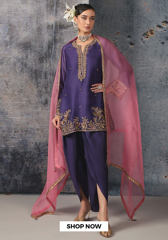 Purple short kurta set for Navratri day 9