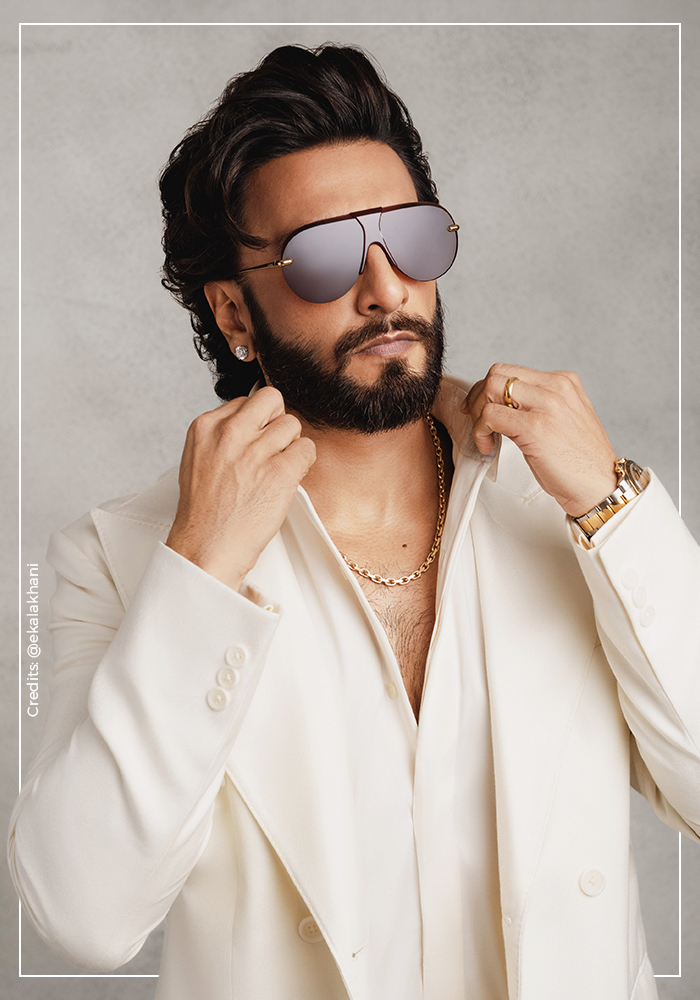 Ranveer Singh Just Confirmed That All-White Is Anything but Boring 3 Ranveer Singh wearing Raghavendra Rathore and Loewe sunglasses