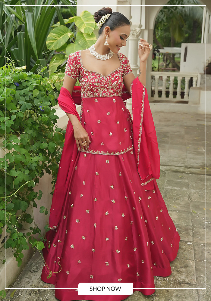 Red kurta lehenga set for karwa chauth