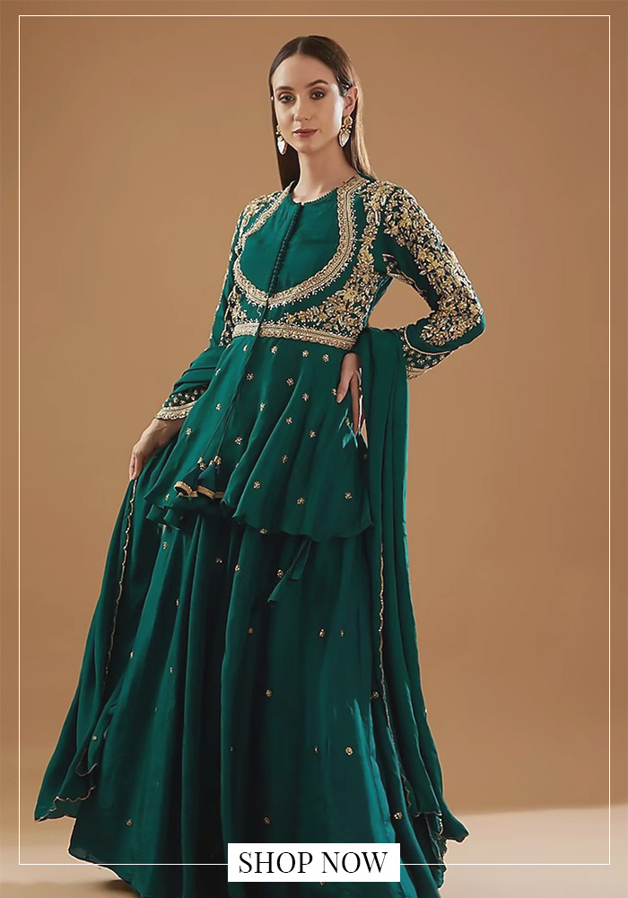Short anarkali skirt set for UK Garba night