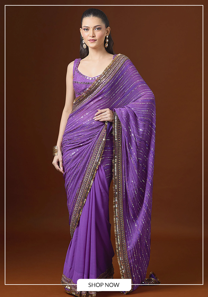What's the best way to wear purple for the last night of Navratri?