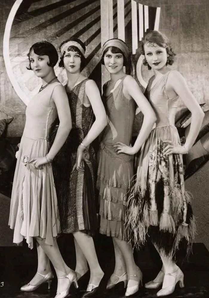 Vintage women wearing drop waist dress