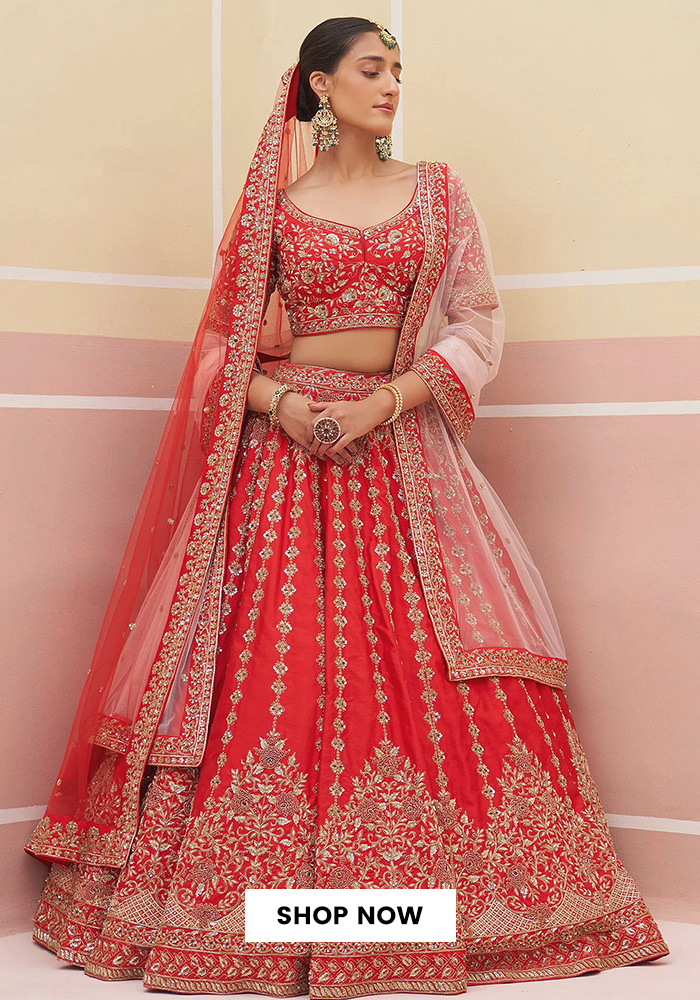 Angad Singh red bridal lehenga