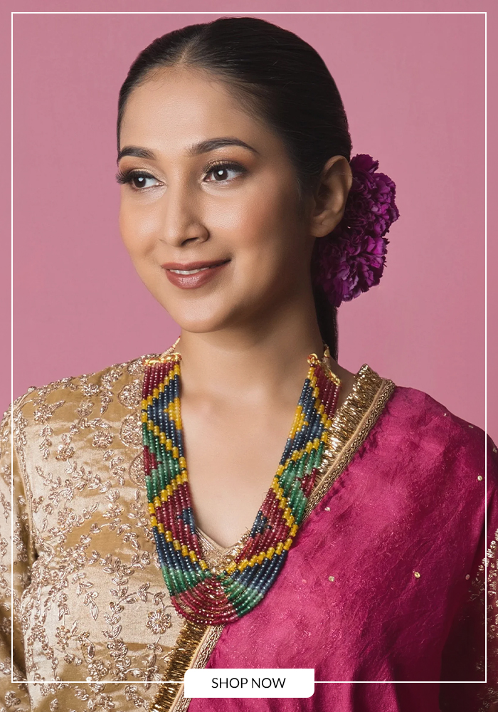 Bead embellished layered necklace'