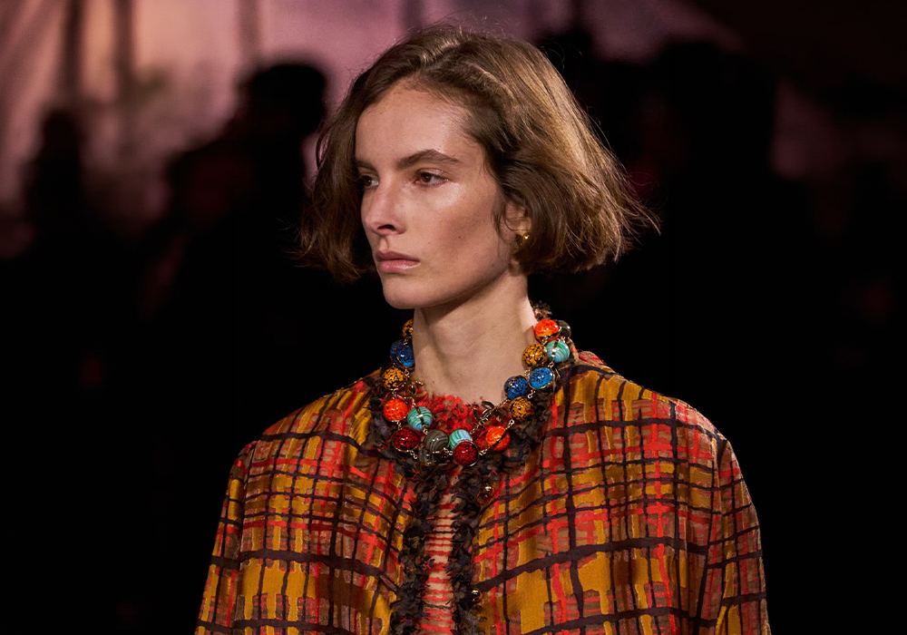 Beaded neckpieces stood out in Paris Fashion Week