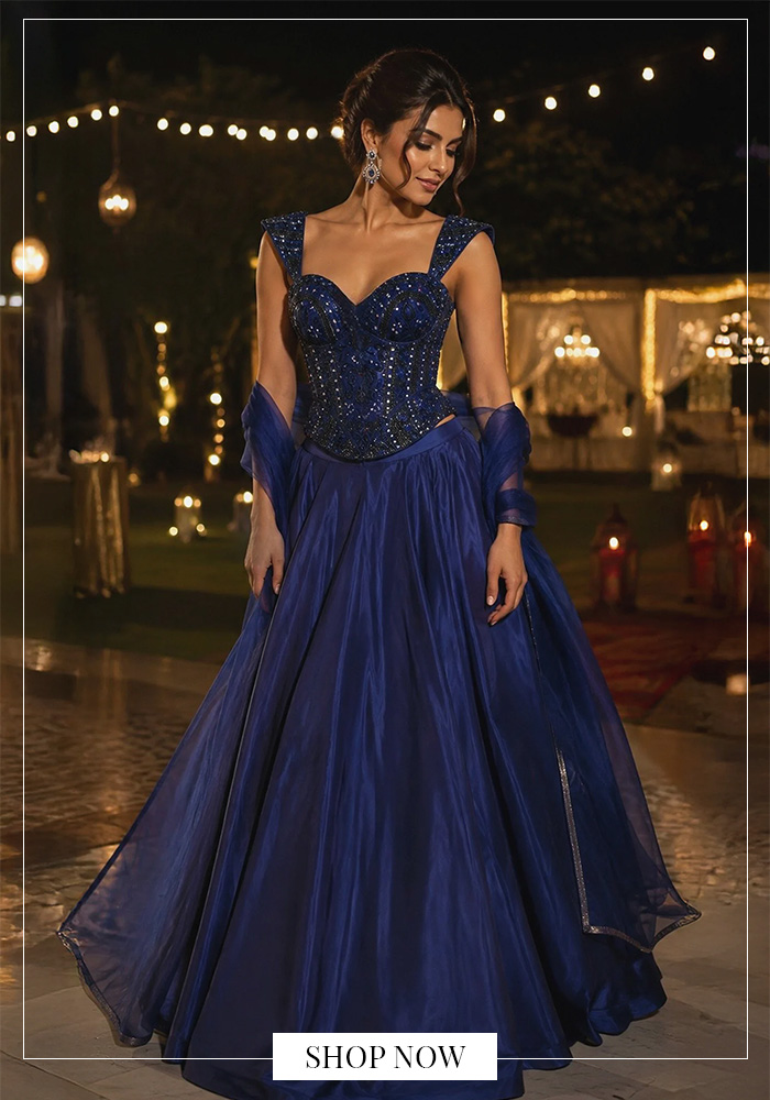 Blue corset lehenga