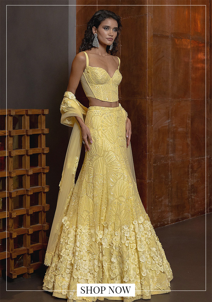 Butter yellow corset lehenga