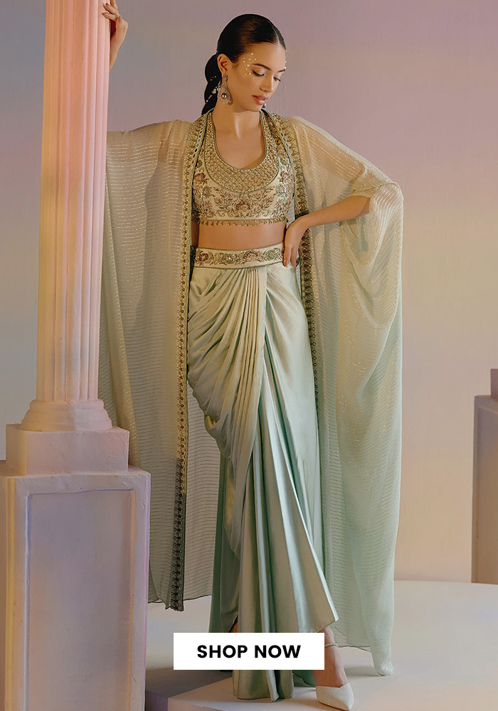 Cape and dhoti skirt set