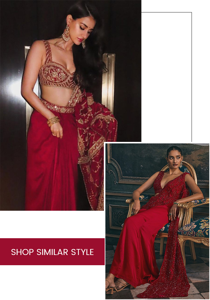 Disha Patani inspired pre-draped saree for karwa chauth