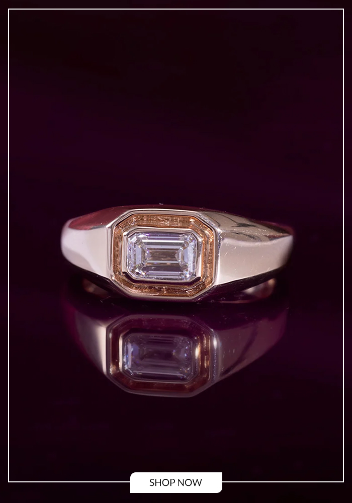 Emerald cut diamond ring