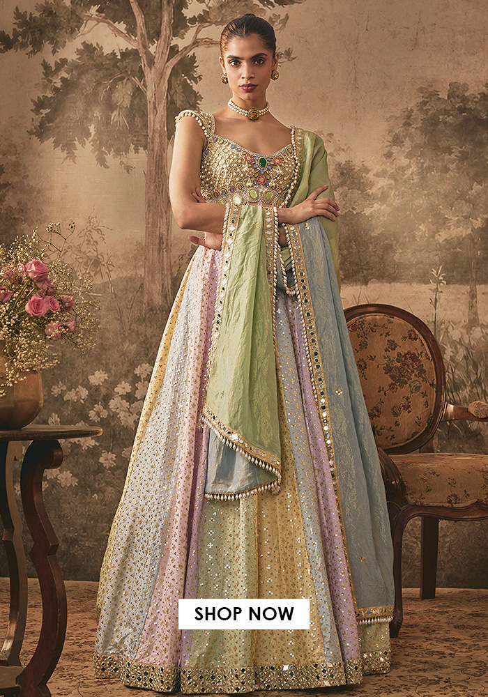 Glistening Elegance Mirror-Embellished Lehenga Set