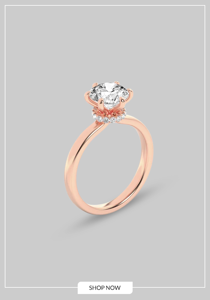 Hidden halo diamond ring