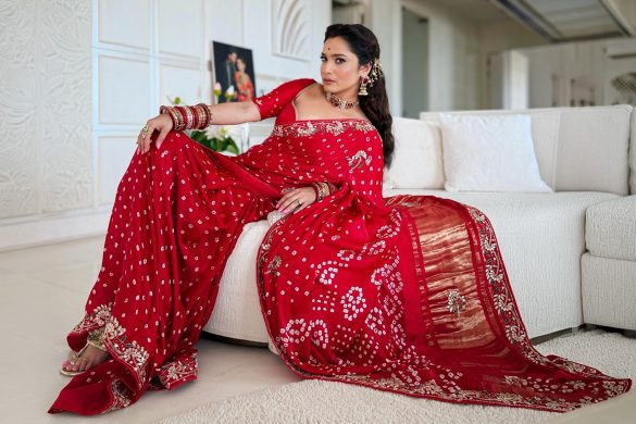 How to style karwa chauth red saree