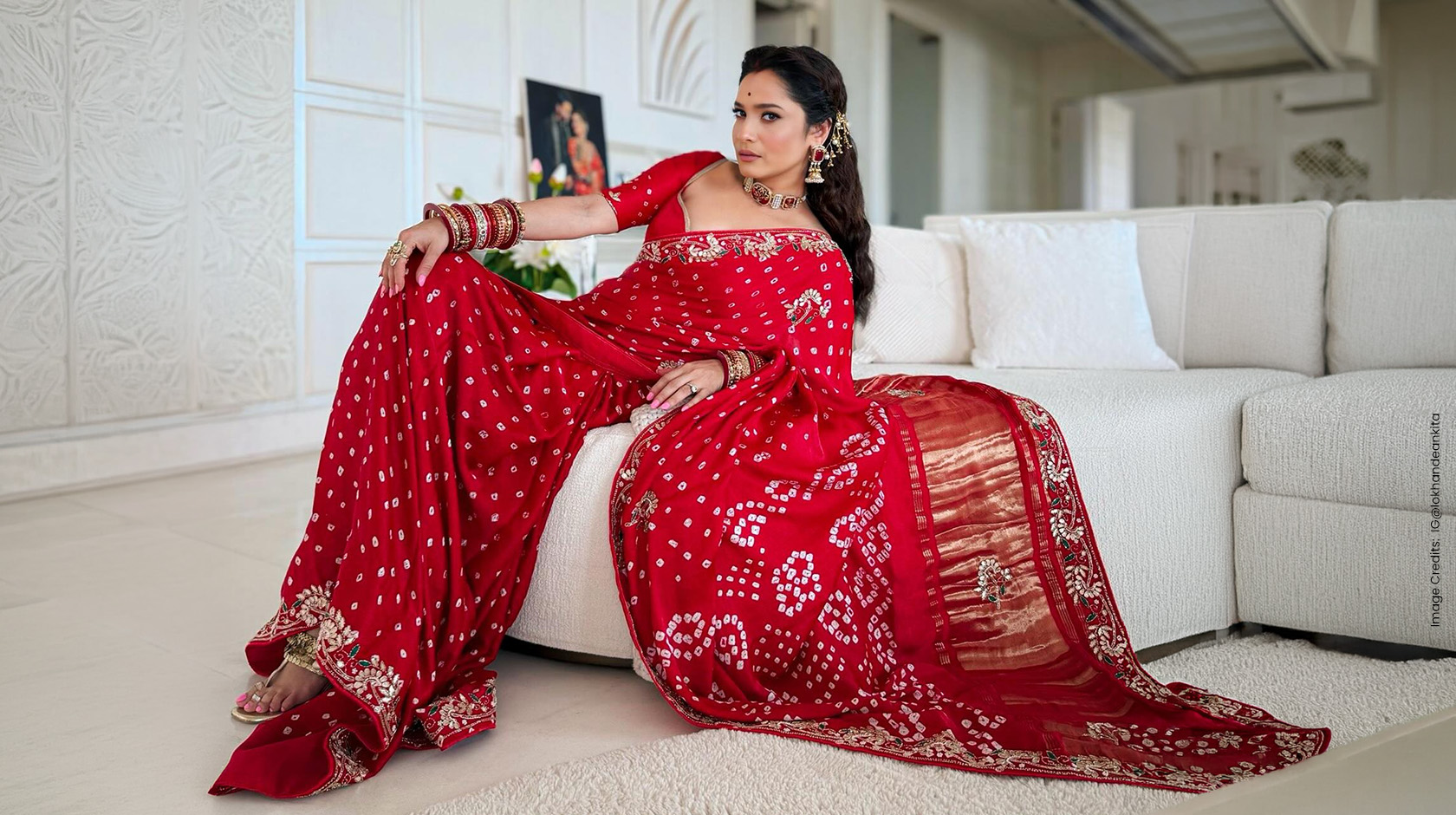 How to style karwa chauth red saree