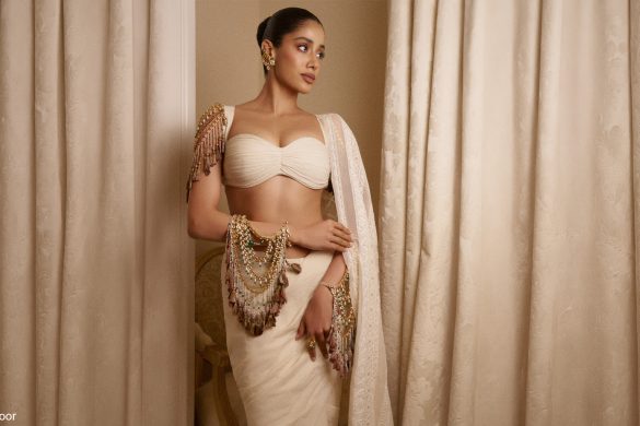 Janhvi Kapoor white Paris saree look