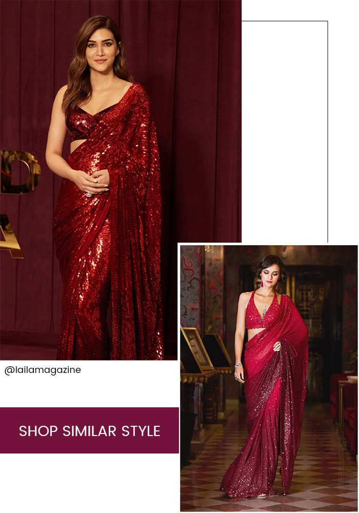 Kriti Sanon inspired red sequin saree for karwa chauth