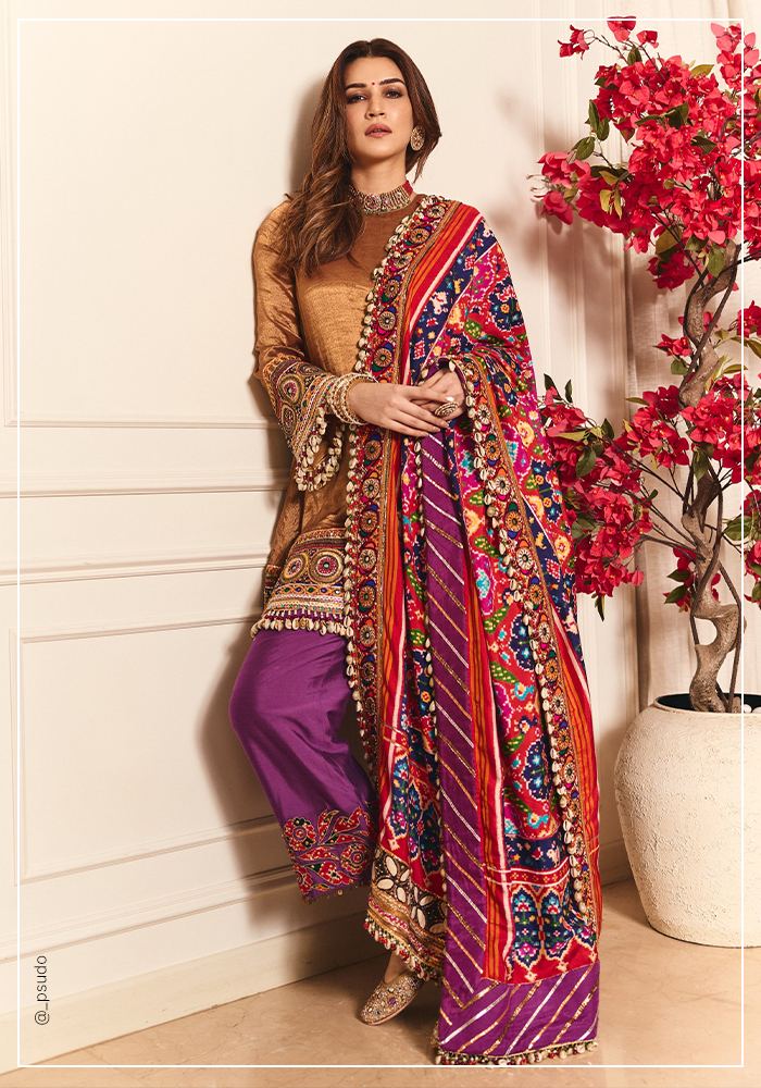 Kriti Sanon wearing Mayyur Girotra kurta set with patola dupatta