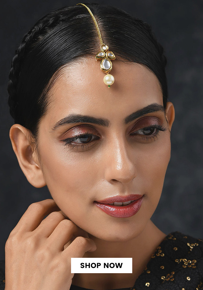 Kundan polki maang tikka