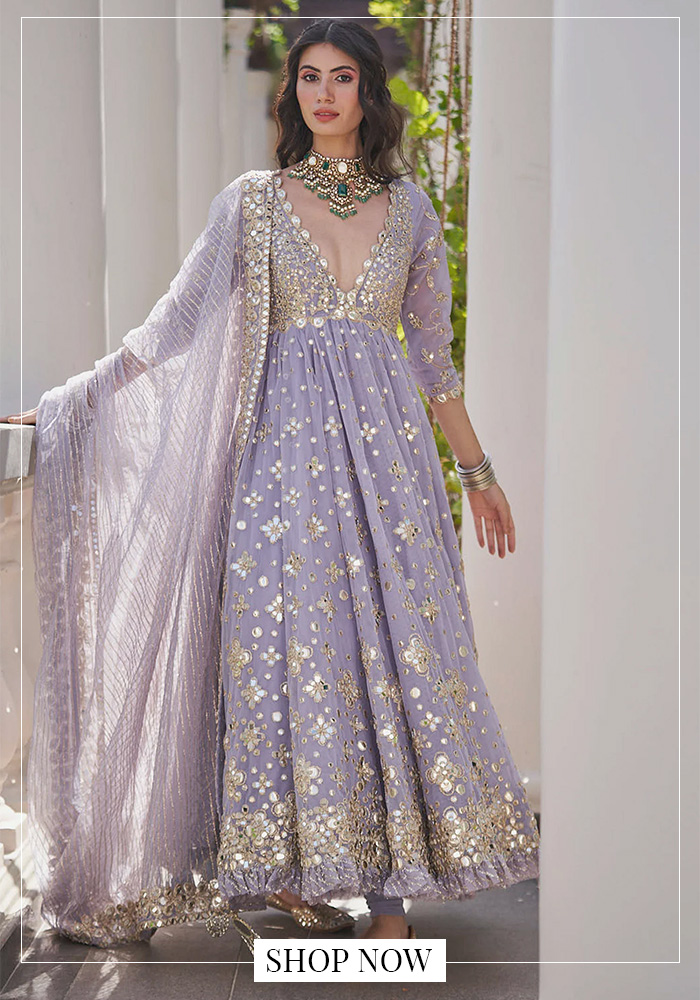 Lavendar anarkali set