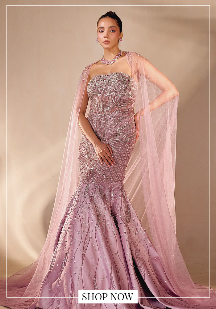 Lavendar gown with cape