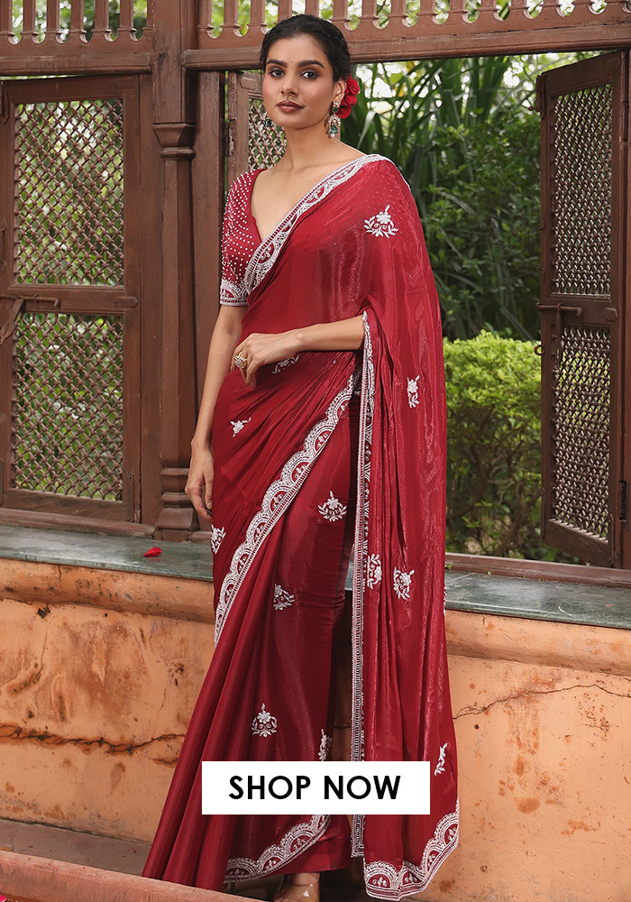 Maroon chhath puja saree