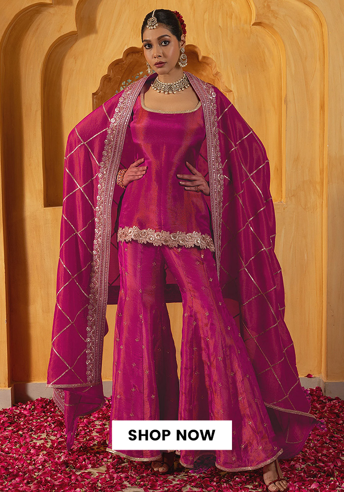 6 Diwali Outfit Trends Everyone Will Want to Copy This Year 5 Metallic short kurta sharara set
