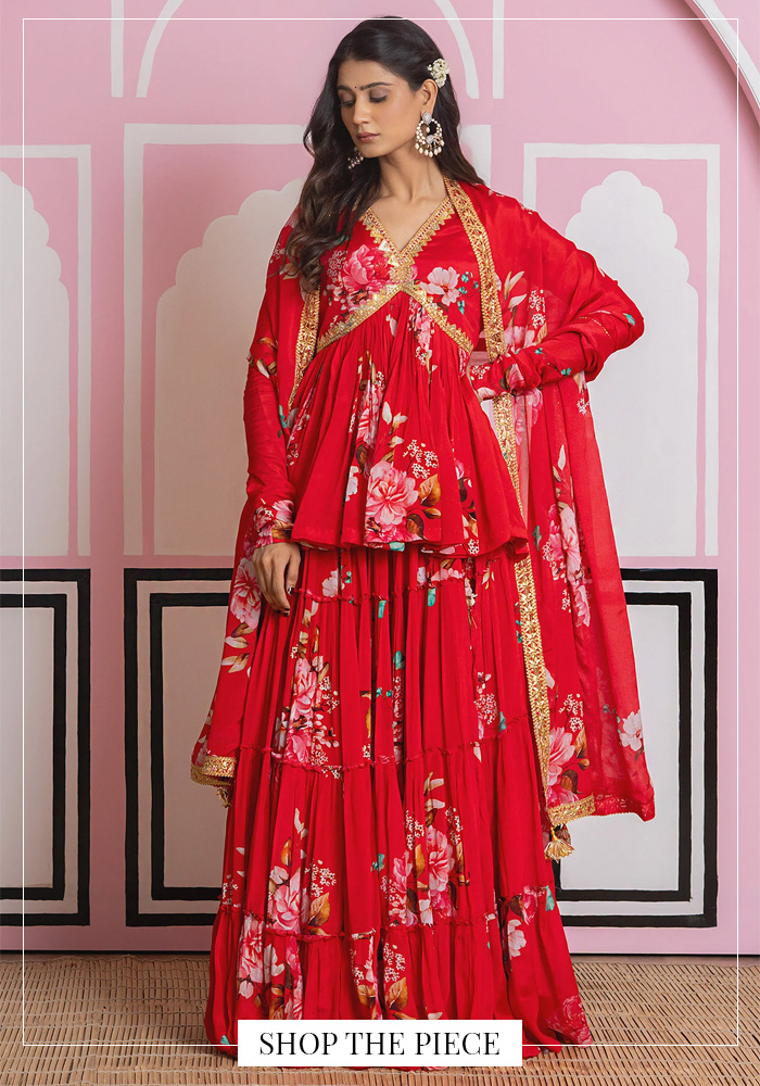 Peplum kurta sharara set