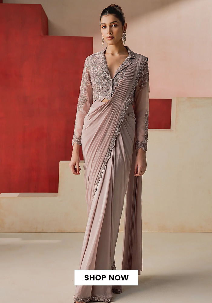 Diwali Outfit Guide: Celebrate the Festival of Lights in Germany 2 Pre-Draped Saree and Jacket Set