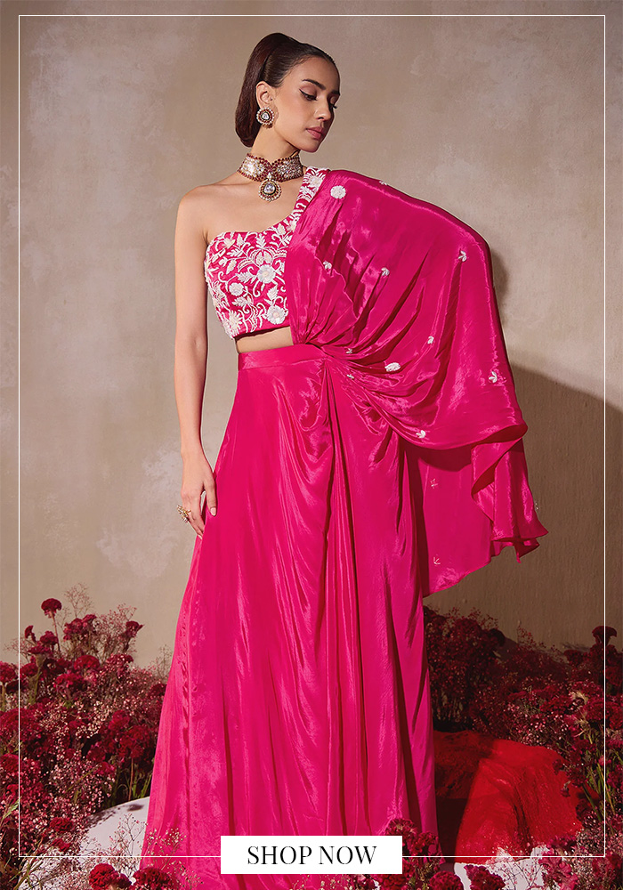 Pre-draped lehenga saree