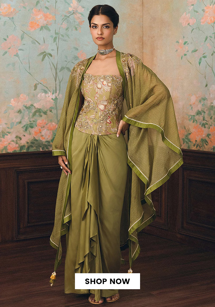 Printed cape skirt set
