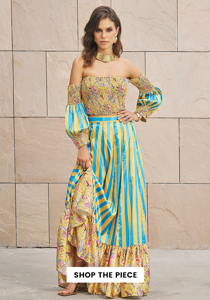 Printed crop top and skirt set
