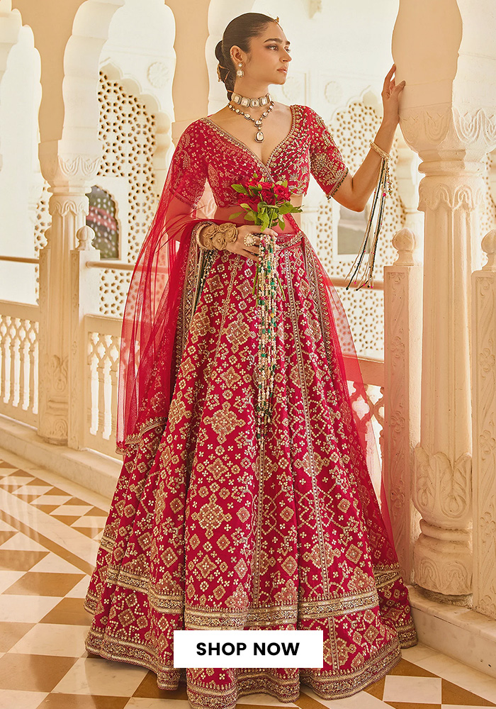 Ridhi Mehra red bridal lehenga