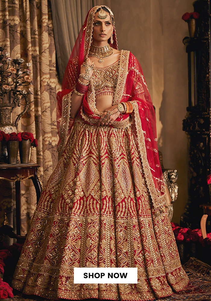 Rimple And Harpreet red bridal lehenga
