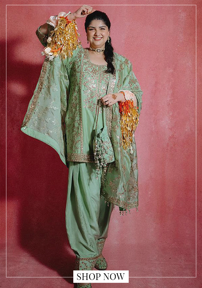 Sage green farshi salwar set