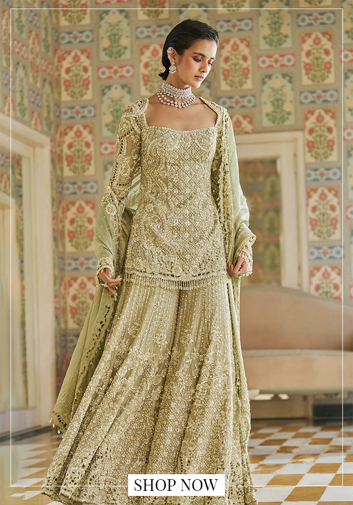 Sage green kurta sharara set