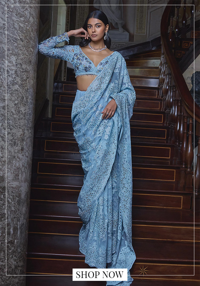 Seema Gujral powder blue saree