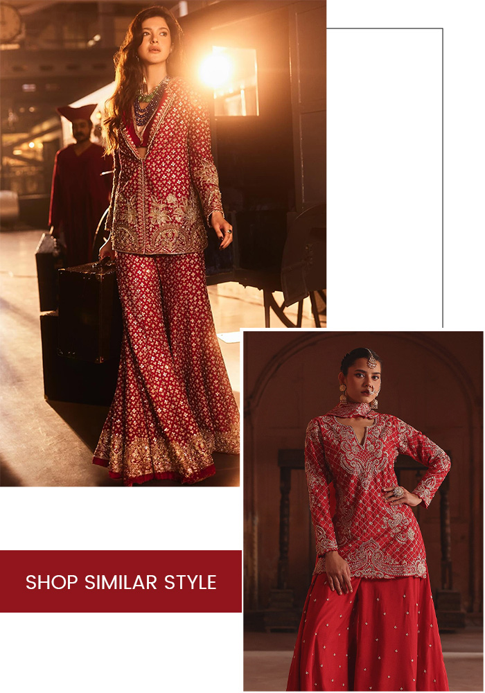 Shanaya Kapoor inspired red pant suit for karwa chauth