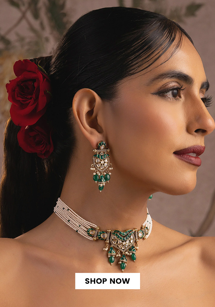 Studded polki choker set