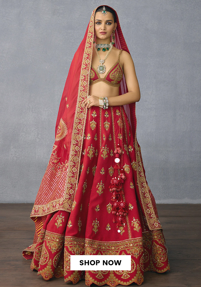 Torani red bridal lehenga