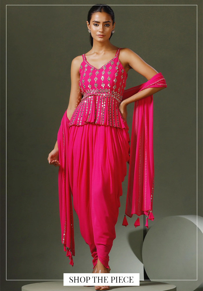 Two sisters by Gyaans peplum top and dhoti pant set