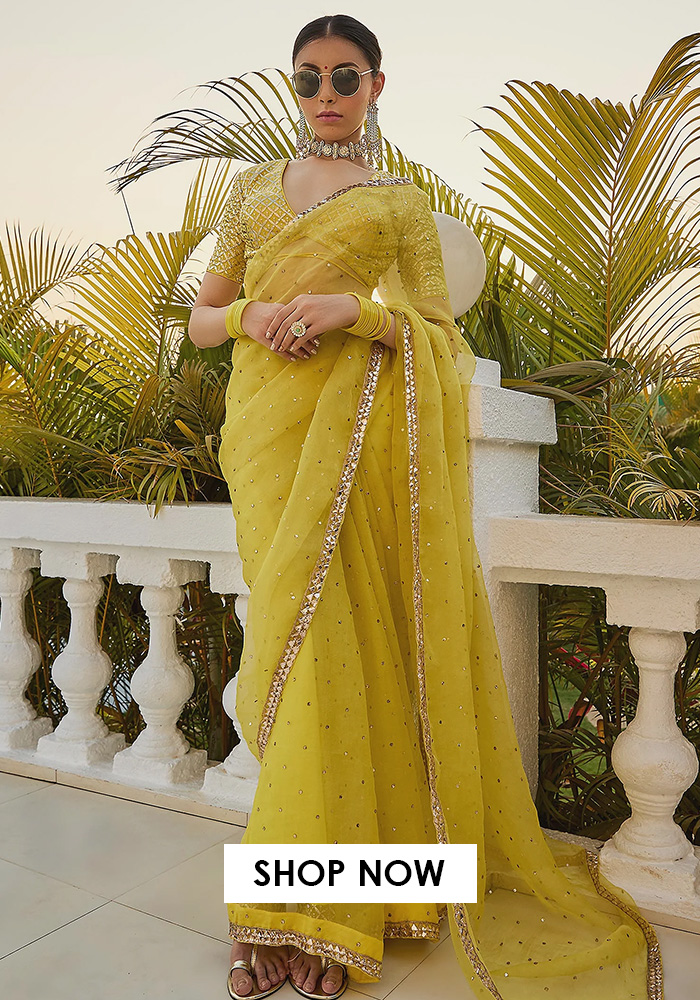 Yellow chhath puja saree
