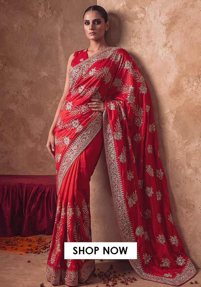 red saree for chhath puja