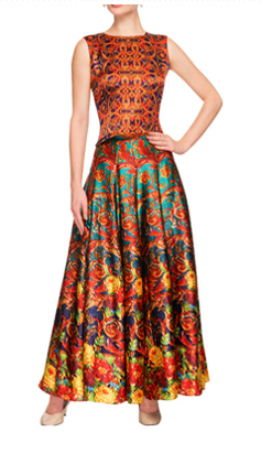 Multi-colored crop top & skirt